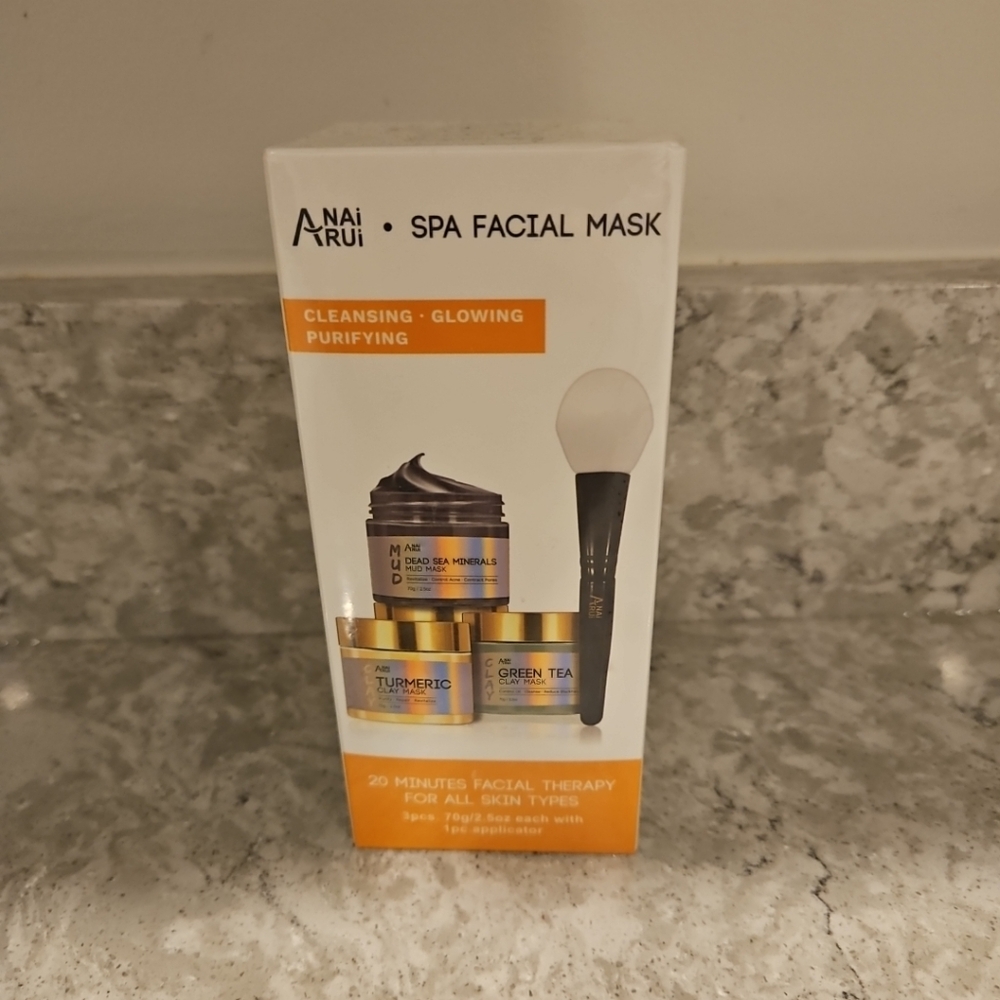 3 ANAI RUI Masks Turmeric Clay, Green Tea & Dead Sea Minerals Mud Mask Set